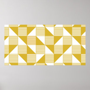 Yellow colour with triangle shape and lines on whi poster
