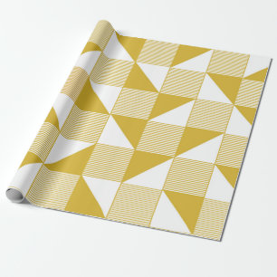 Yellow colour with triangle shape and lines on whi wrapping paper