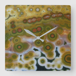 Yellow Coloured Ocean Jasper Square Wall Clock