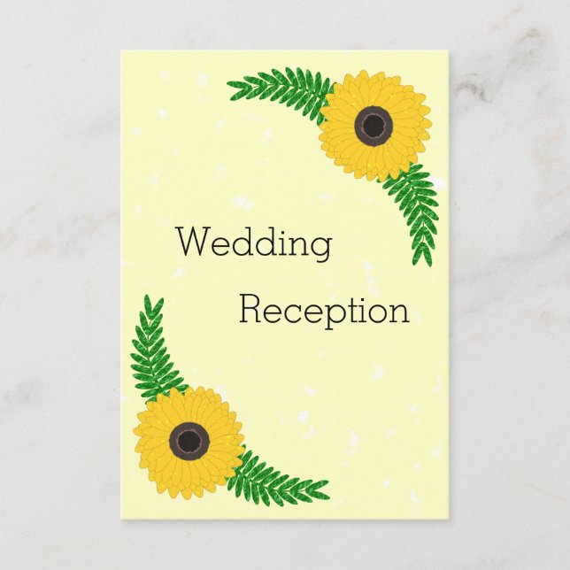 Yellow Coloured Sunflower Design Wedding Enclosure Card (Front)