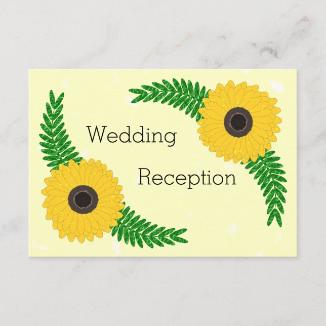 Yellow Coloured Sunflower Design Wedding Enclosure Card (Front)
