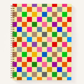 Yellow Colourful Chequered Pattern Notebook