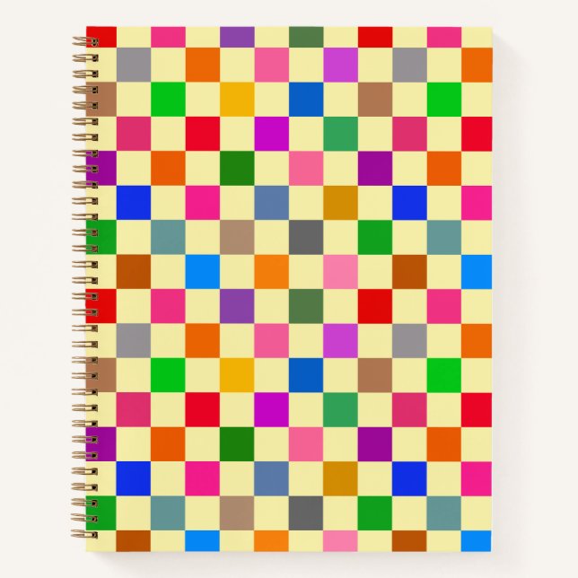 Yellow Colourful Chequered Pattern  Notebook (Front)