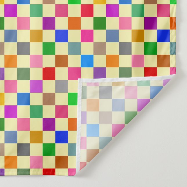 Yellow Colourful Chequered Pattern  Tapestry (Detail)