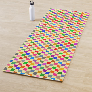 Yellow Colourful Chequered Pattern Yoga Mat