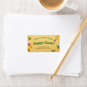 Yellow colourful  Easter BRUNCH & HUNT Label