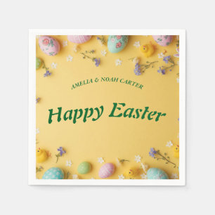 Yellow colourful  Easter BRUNCH & HUNT Napkin