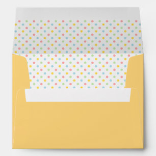 Yellow colourful polka dots pattern lined envelopes