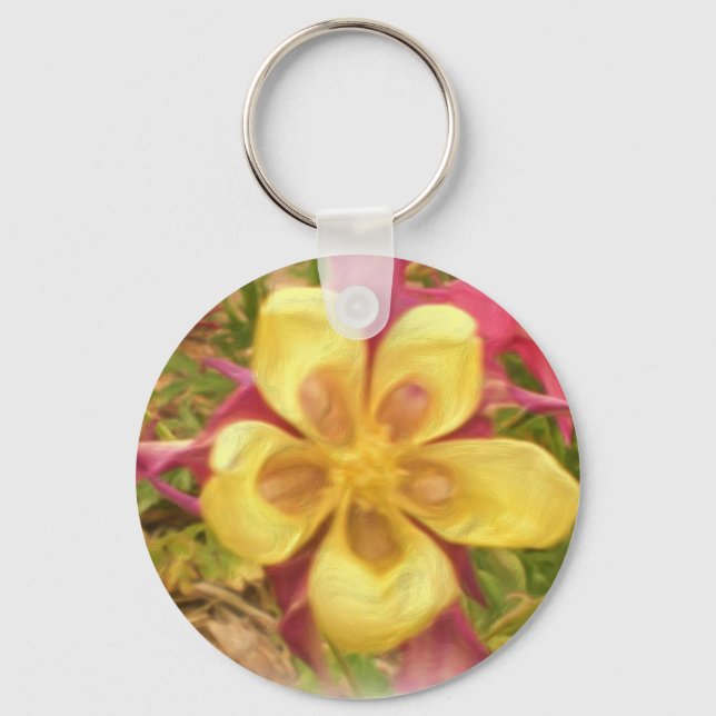 Yellow columbine flower keychain (Front)