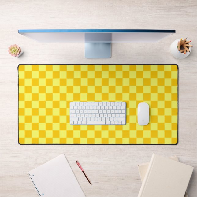 Yellow Combination  Chequerboard by ShirleyTaylor Desk Mat (Office 1)