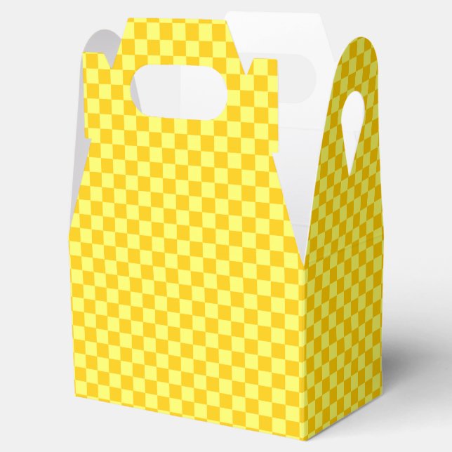 Yellow Combination Chequerboard by ShirleyTaylor Favour Box (Opened)
