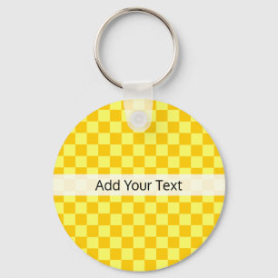 Yellow Combination Chequerboard by ShirleyTaylor Key Ring