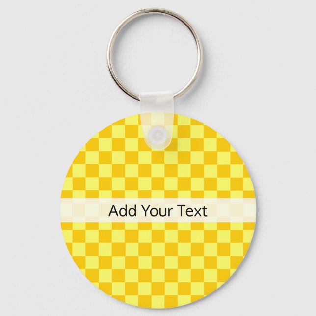 Yellow Combination Chequerboard by ShirleyTaylor Key Ring (Front)