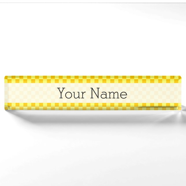 Yellow Combination  Chequerboard by ShirleyTaylor Nameplate (Front)