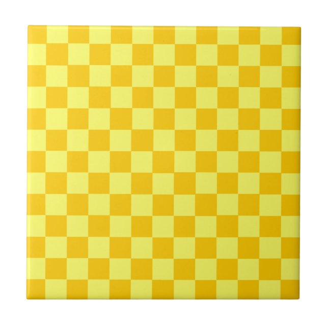 Yellow Combination Chequerboard by ShirleyTaylor Tile (Front)