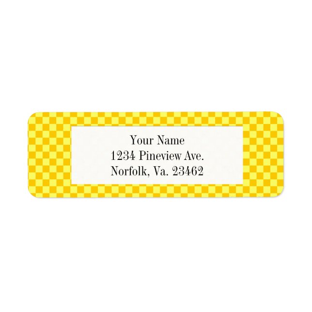 Yellow Combination Classic Chequerboard by STaylor Return Address Label (Front)