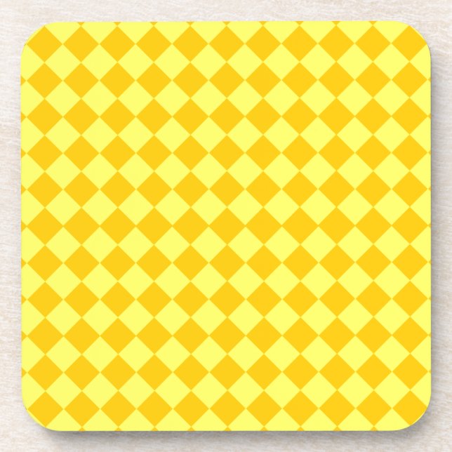 Yellow Combination Diamond Pattern by STaylor Coaster (Front)