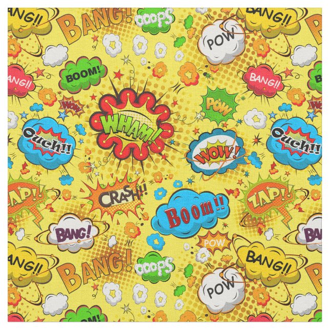 Yellow Comic Book Fabric (Close Up)