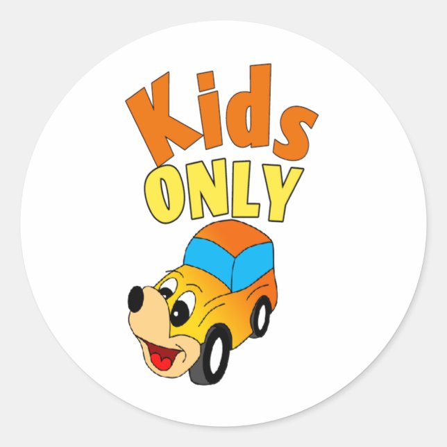 Yellow comic car for kid's only design Sticker (Front)