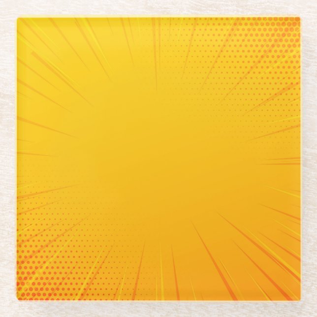 Yellow Comic Zoom Lines Coaster (Front)