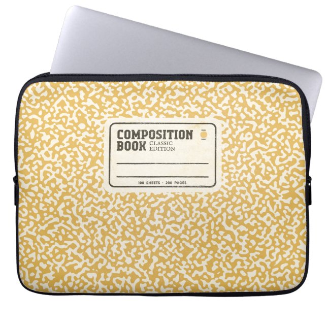 Yellow Composition Notebook Laptop Sleeve (Front)