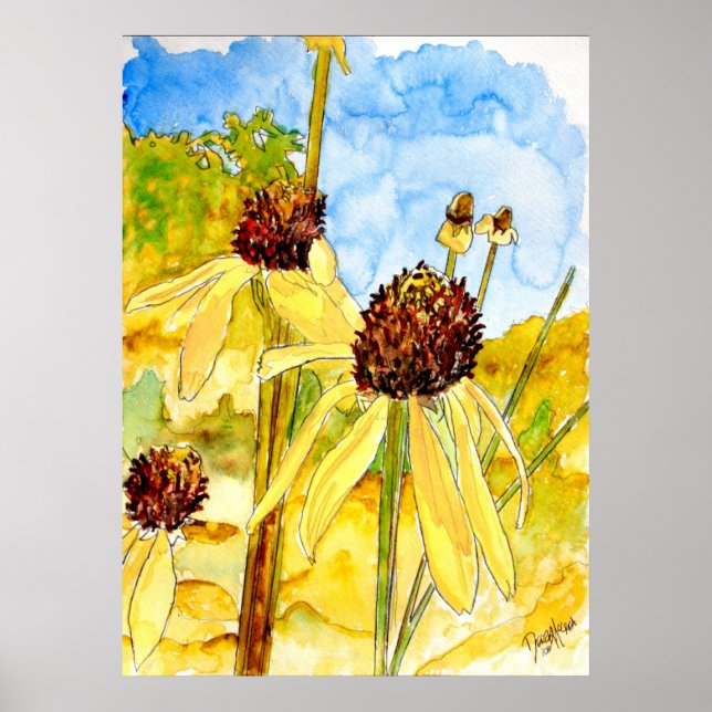 yellow coneflower flowers poster print (Front)
