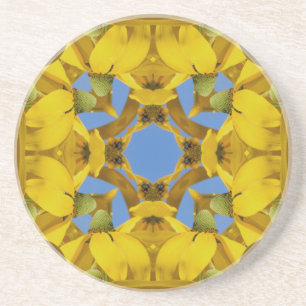 Yellow Coneflower Kaleidoscope Floral Coaster