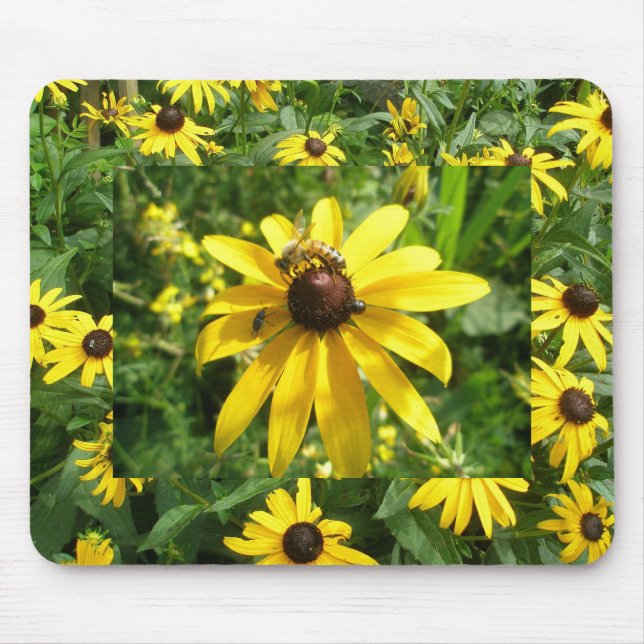 Yellow Coneflower with Insects Mousepad (Front)