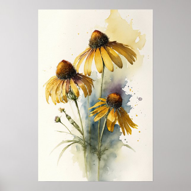 Yellow Coneflowers Art Print Poster (Front)