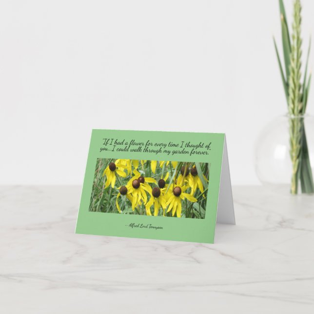 Yellow Coneflowers Thoughts of You Blank Note Card (Front)