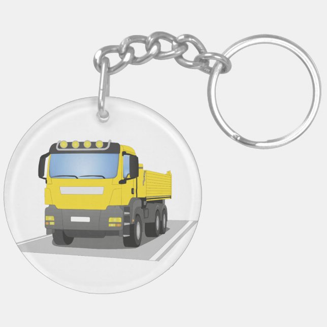 yellow construction sites HGV Key Ring (Back Left)