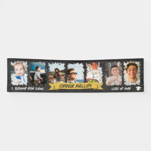 Yellow Cool Chalkboard Milestone Photos Graduation Banner