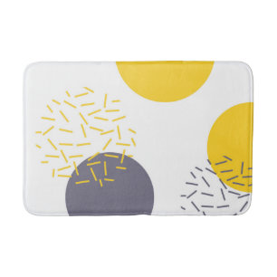 Yellow, cool, modern, trendy geometric art bath mat