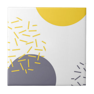 Yellow, cool, modern, trendy geometric art ceramic tile