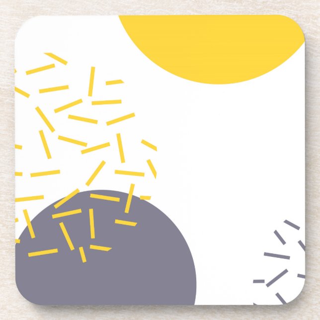 Yellow, cool, modern, trendy geometric art coaster (Front)