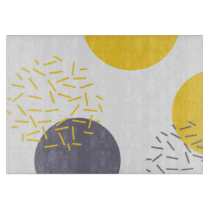 Yellow, cool, modern, trendy geometric art cutting board
