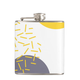 Yellow, cool, modern, trendy geometric art hip flask