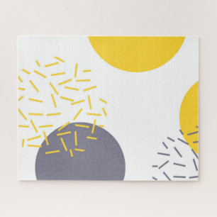 Yellow, cool, modern, trendy geometric art jigsaw puzzle