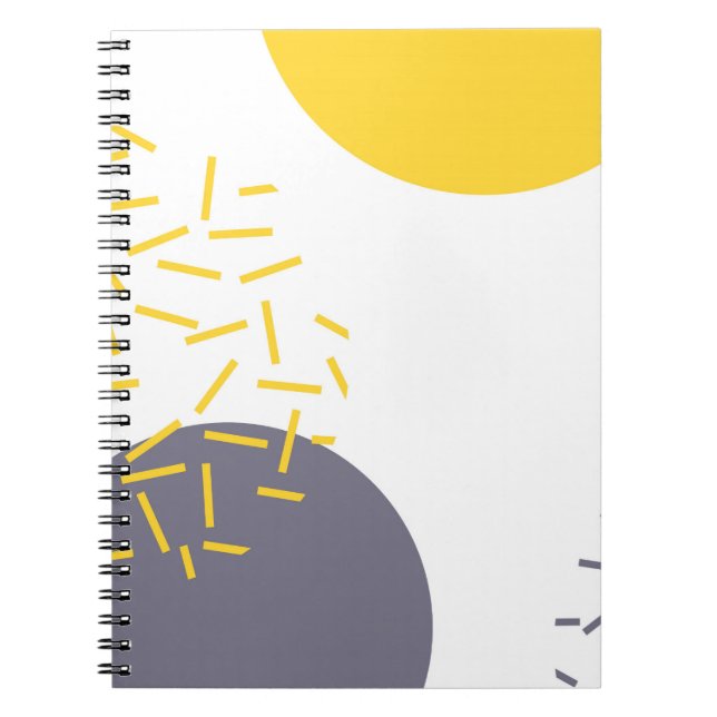 Yellow, cool, modern, trendy geometric art notebook (Front)