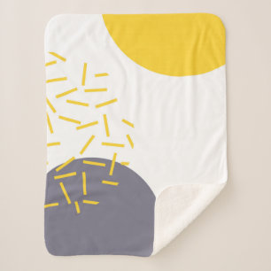 Yellow, cool, modern, trendy geometric art sherpa blanket