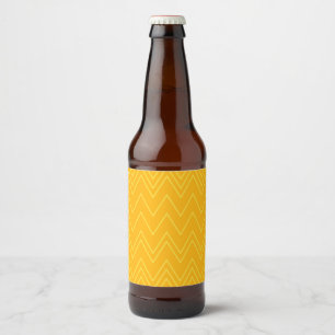 Yellow, cool, trendy, modern, urban zigzag pattern beer bottle label