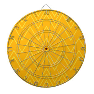 Yellow, cool, trendy, modern, urban zigzag pattern dartboard