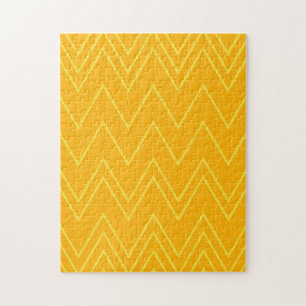 Yellow, cool, trendy, modern, urban zigzag pattern jigsaw puzzle