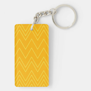 Yellow, cool, trendy, modern, urban zigzag pattern key ring