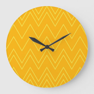 Yellow, cool, trendy, modern, urban zigzag pattern large clock