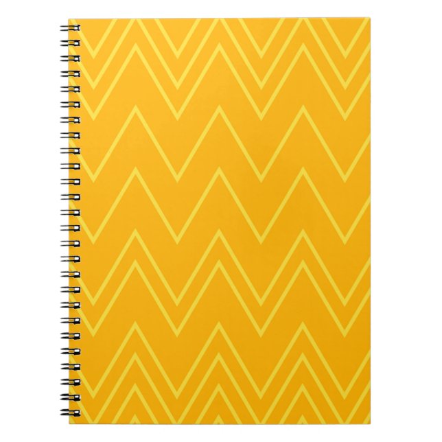 Yellow, cool, trendy, modern, urban zigzag pattern notebook (Front)