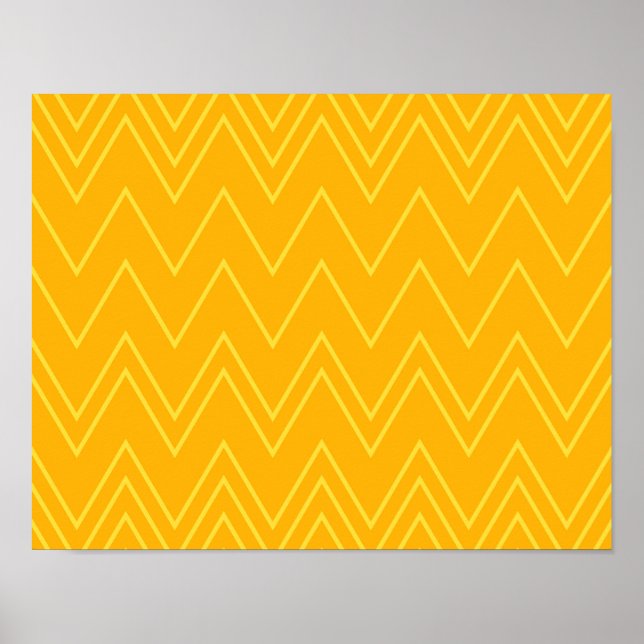 Yellow, cool, trendy, modern, urban zigzag pattern poster (Front)