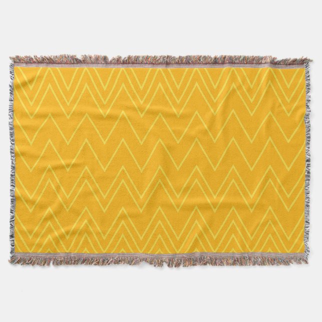 Yellow, cool, trendy, modern, urban zigzag pattern throw blanket (Front)