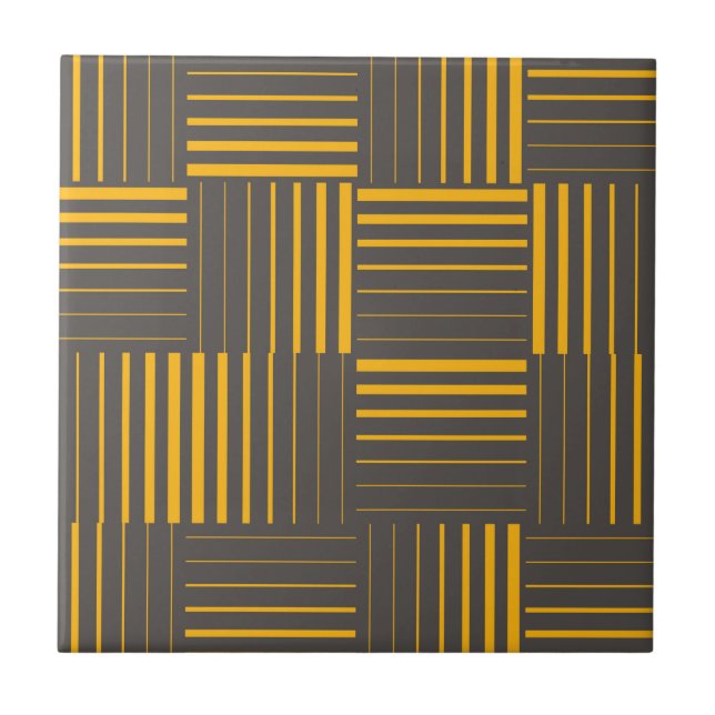 Yellow, cool, unique, trendy, modern lines ceramic tile (Front)
