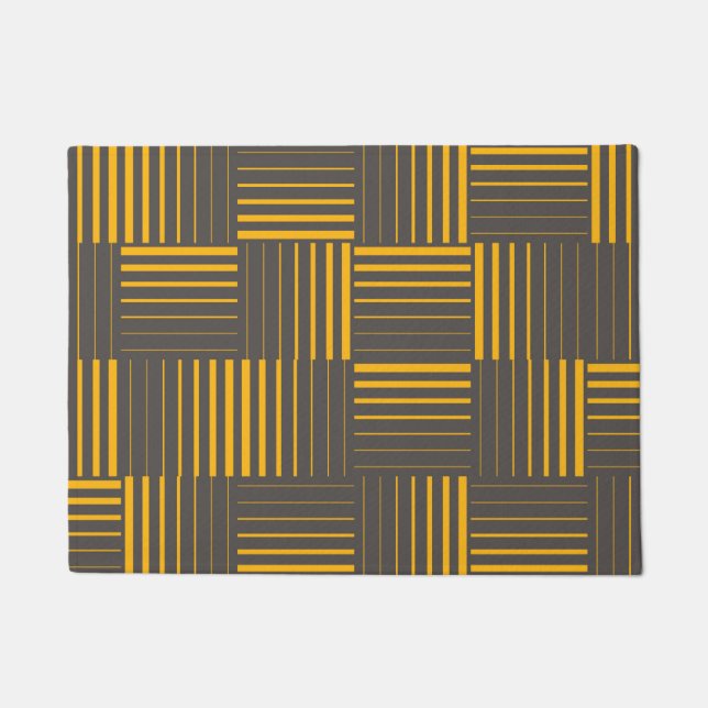 Yellow, cool, unique, trendy, modern lines doormat (Front)